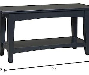 Alaterre Furniture Shaker Cottage Bench with Shelf, 36" W, Charcoal Gray