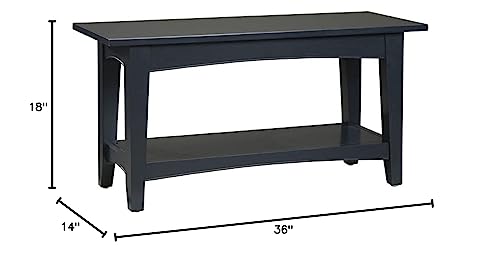 Alaterre Furniture Shaker Cottage Bench with Shelf, 36" W, Charcoal Gray