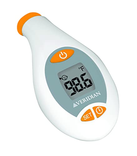 Veridian Healthcare Temple & Underarm Thermometer | Infrared Measurements | Fast 4-Second Readout | Fever Alert | Backlit Display | Programmable Timer | 1-Year Warranty