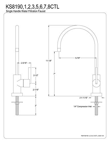 Kingston Brass KS8191CTL Continental Single-Handle Water Filtration Faucet, Polished Chrome,5-3/4"