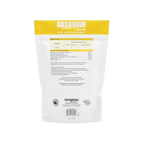 Nutramax Laboratories Dasuquin with MSM Joint Health Supplement for Large Dogs - With Glucosamine, MSM, Chondroitin, ASU, Boswellia Serrata Extract, and Green Tea Extract, 84 Soft Chews