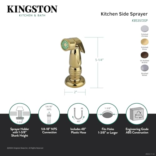 Kingston Brass Gourmetier KBS3578SP Kitchen Faucet Sprayer, Brushed Nickel