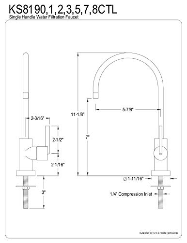 KINGSTON BRASS KS8198CTL Continental Water Filtration Faucet, Brushed Nickel