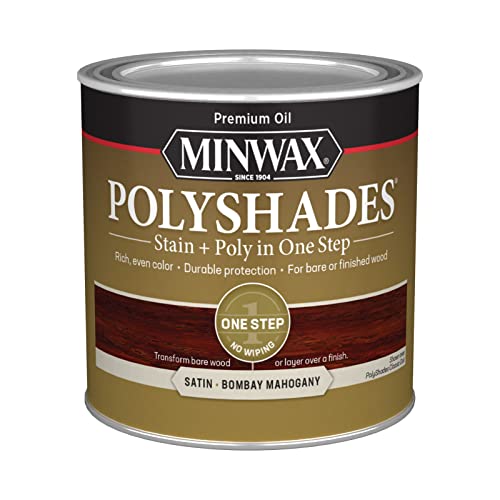 1/2 pt Minwax 21380 Bombay Mahogany PolyShades Wood Stain and Polyurethane, Satin