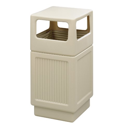 Safco Canmeleon Trash Can, 38 Gallons, Indoor and Outdoor Use, Durable & Weather-Resistant Commercial Garbage Can, Tan