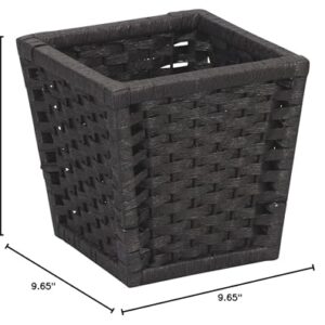 Household Essentials ML-7032 Paper Rope Wicker Waste Basket | For Bedrooms & Bathrooms | Black Stain