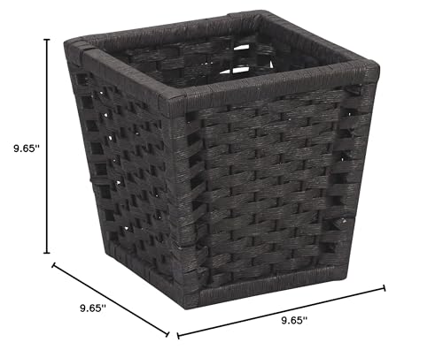 Household Essentials ML-7032 Paper Rope Wicker Waste Basket | For Bedrooms & Bathrooms | Black Stain