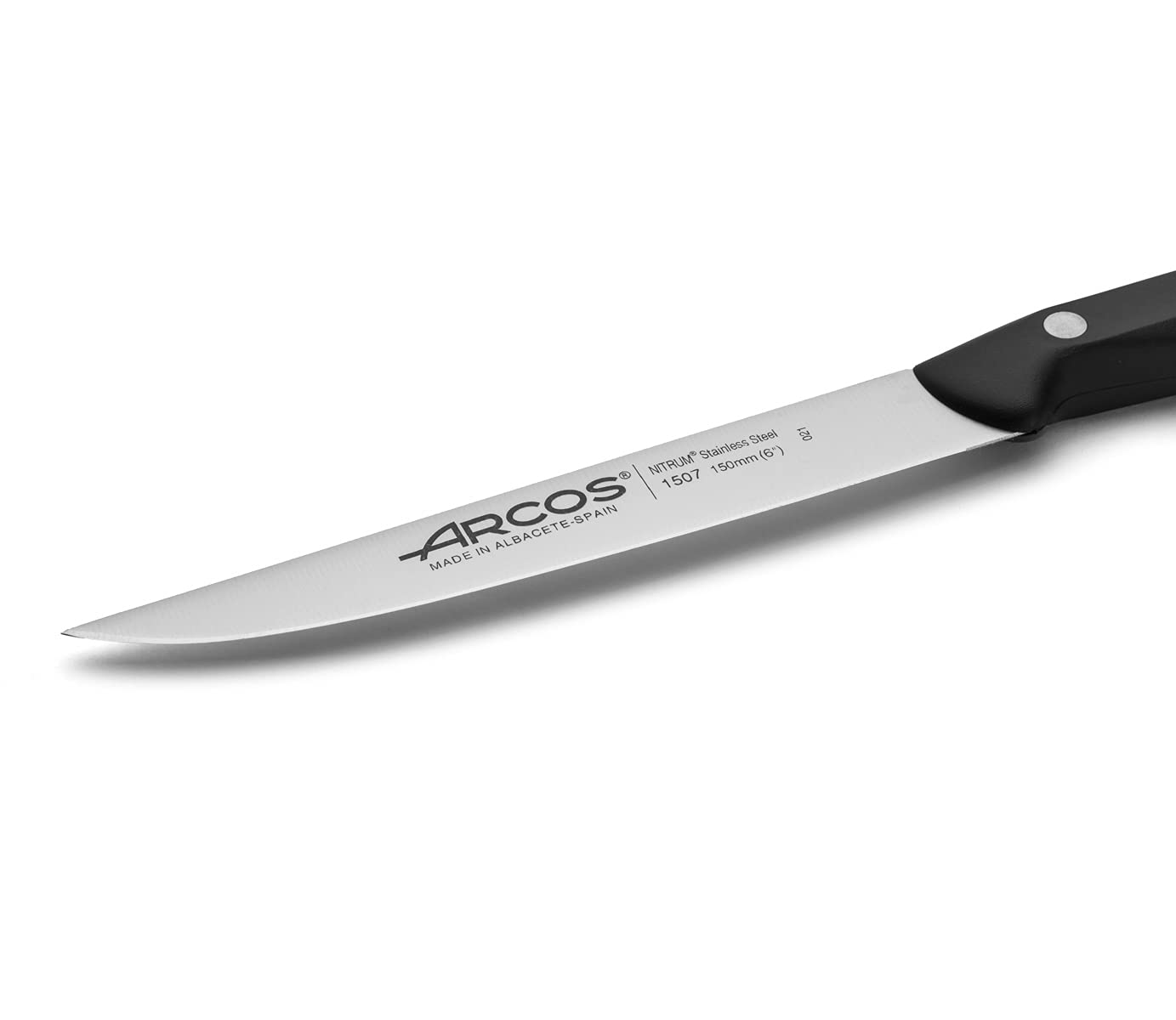 ARCOS Kitchen Knife 6 Inch Stainless Steel. Professional Kitchen Knife for Peeling Fruits and Vegetables. Ergonomic Polyoxymethylene Handle and 150mm Blade. Series Maitre. Color Black