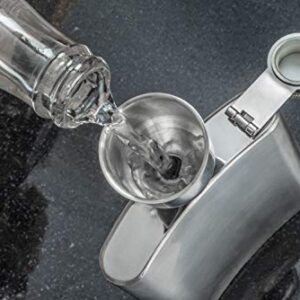 SE Stainless Steel Funnel for Flasks, Small Metal Funnel for Filling Drinking Liquor Flask, Transferring Oil, Juice, Milk, Attached Screw-On Cap