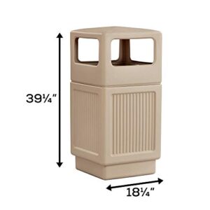 Safco Canmeleon Trash Can, 38 Gallons, Indoor and Outdoor Use, Durable & Weather-Resistant Commercial Garbage Can, Tan