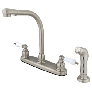 kingston brass kb718sp victorian high arch kitchen faucet with sprayer, 7-inch, brushed nickel