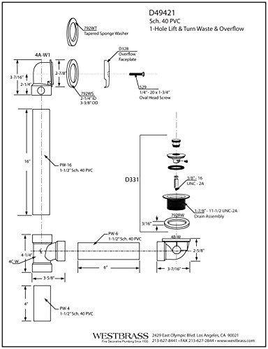 Westbrass Twist & Close Sch. 40 PVC Bath Waste with One-Hole Elbow, Matte Black, D49421-62