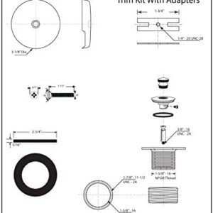 Westbrass D941K-05 1-3/8" Fine Thread Twist & Close Bathtub Drain Trim with One-Hole Overlfow Faceplate and Universal Adaptor, Polished Nickel