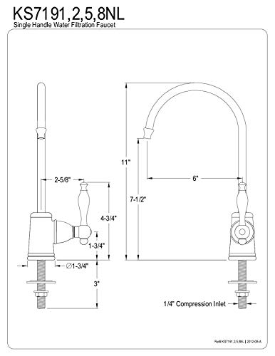 Kingston Brass Gourmetier KS7195NL Naples Single Handle Water Filtration Faucet, Oil Rubbed Bronze