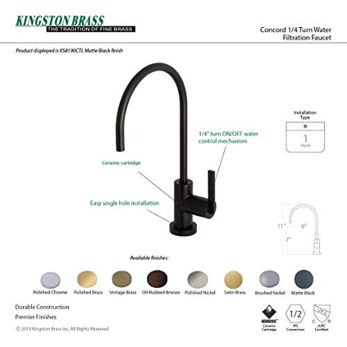 Kingston Brass KS8191CTL Continental Single-Handle Water Filtration Faucet, Polished Chrome,5-3/4"