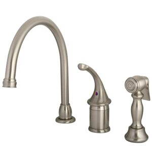 kingston brass kb3818glbs georgian kitchen faucet with brass sprayer, 8-3/4-inch, brushed nickel