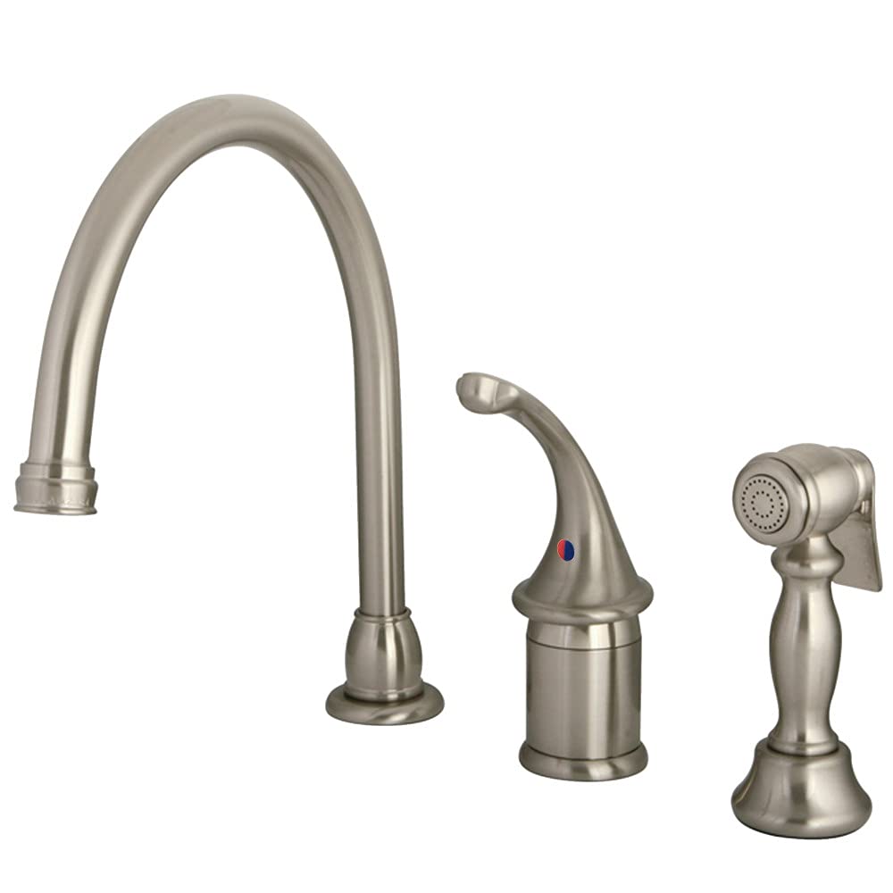 Kingston Brass KB3818GLBS Georgian Kitchen Faucet with Brass Sprayer, 8-3/4-Inch, Brushed Nickel