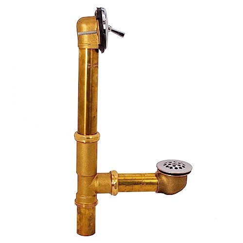 Westbrass D323-26 14-Inch 20 Gauge Brass Trip Lever Bath Waste and Overflow with Grid