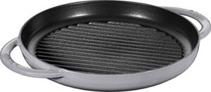 staub 40509-522 pure grill round, gray, 10.2 inches (26 cm) grill pan, both hands, casting, enamel, induction compatible, japanese authentic product