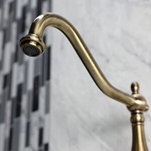 Kingston Brass KS1243AL Heritage Bridge Kitchen Faucet, 9-7/16 inch in Spout Reach, Antique Brass