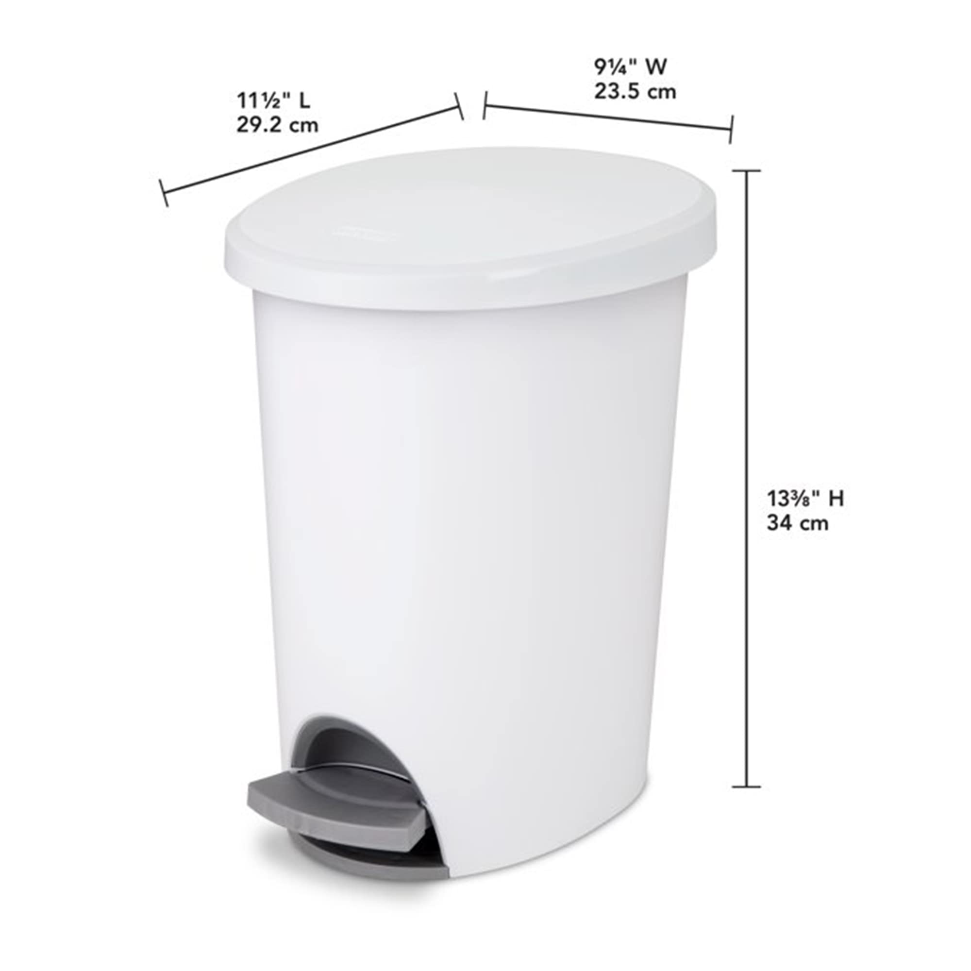 Sterilite 2.6 Gallon Ultra StepOn Wastebasket w/ Lid, Small Plastic Trash Can for the Bathroom, Bedroom, or Dorm, Pedal and Liner, White, 2-Pack