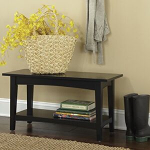 Alaterre Furniture Shaker Cottage Bench with Shelf, 36" W, Charcoal Gray