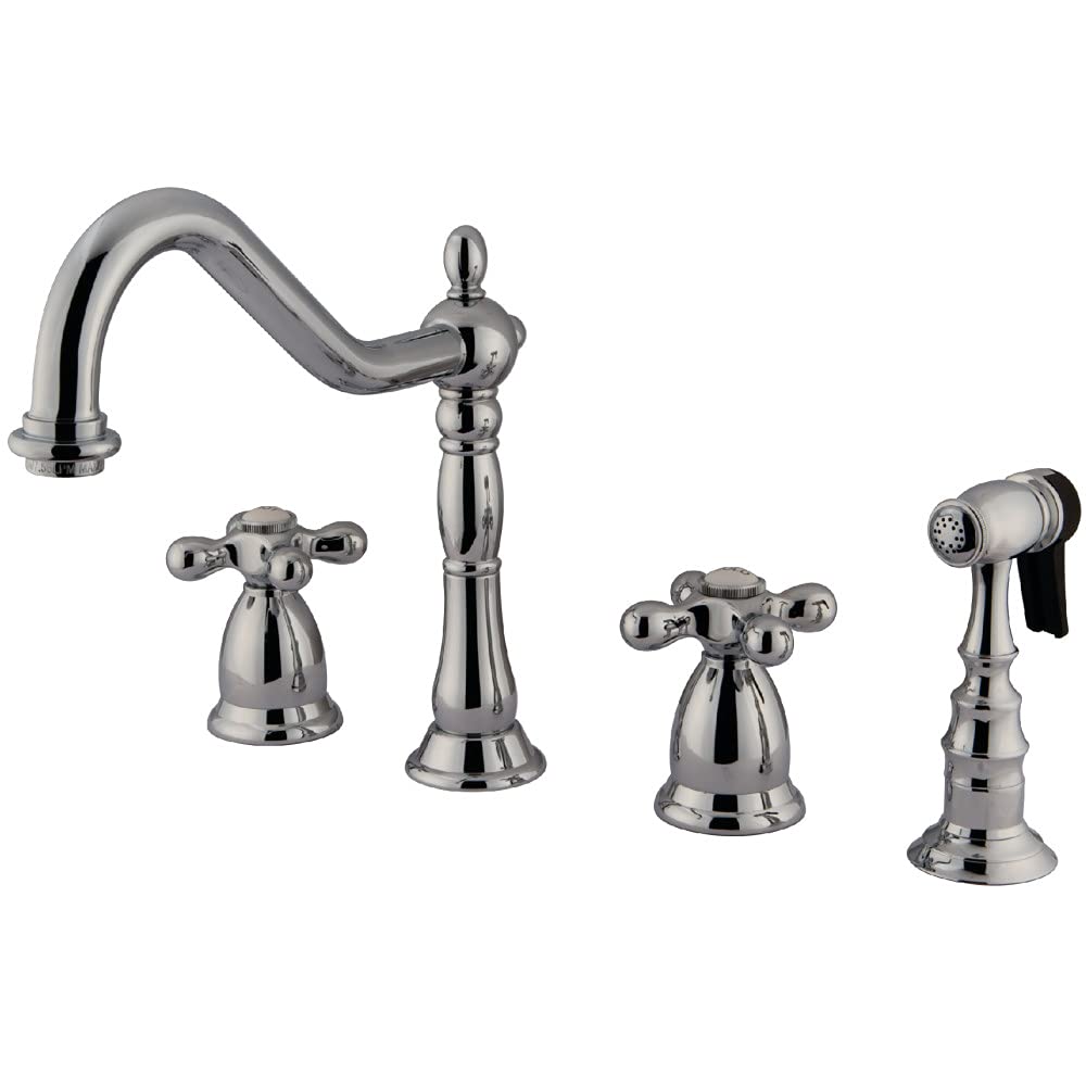 Kingston Brass KS1791AXBS Heritage Widespread Kitchen Faucet, 8-1/2", Polished Chrome