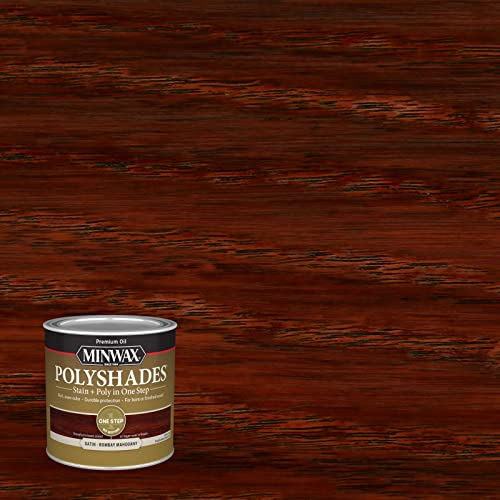 1/2 pt Minwax 21380 Bombay Mahogany PolyShades Wood Stain and Polyurethane, Satin