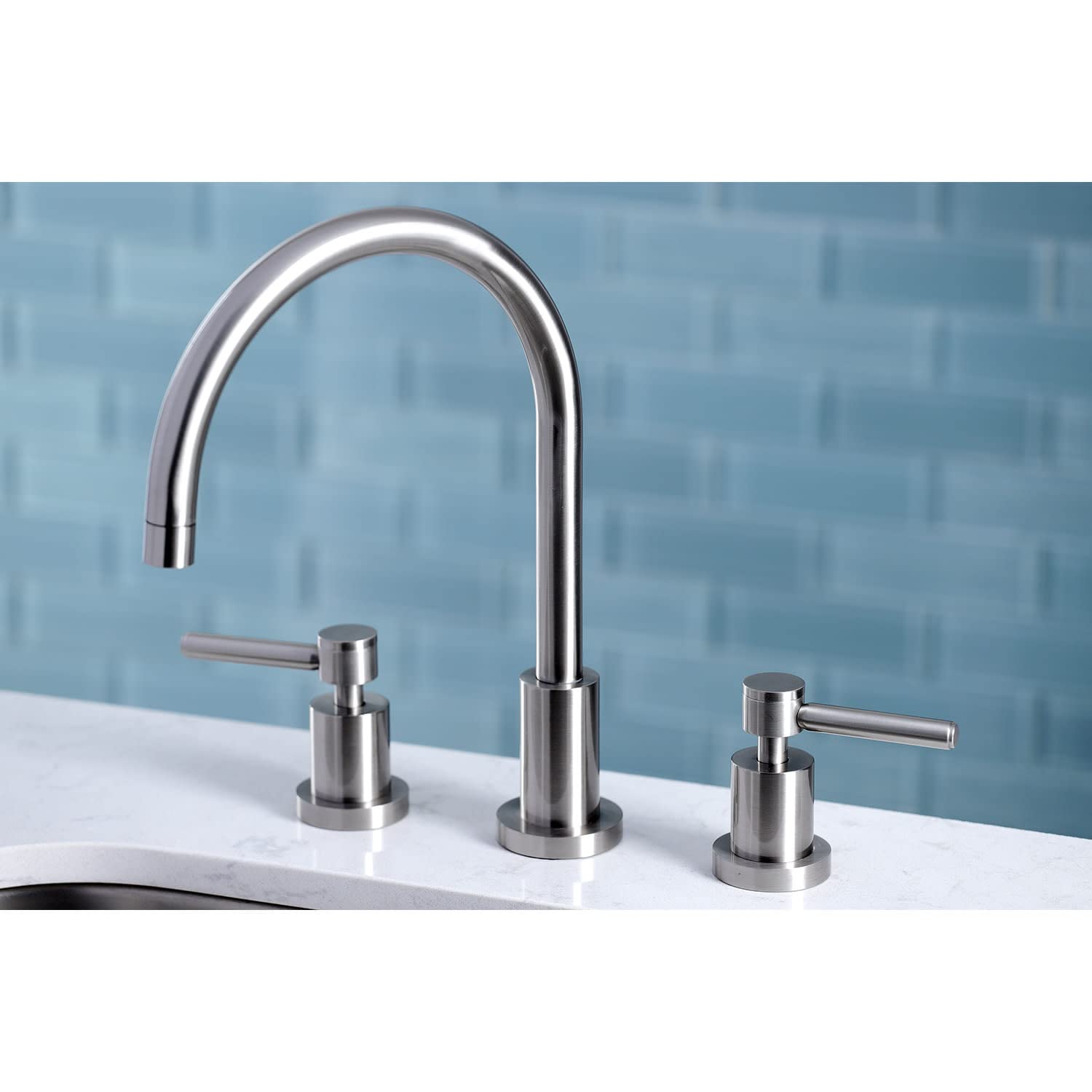 Kingston Brass KS8726DLLS Concord Widespread Kitchen Faucet, 7-7/8 inch in Spout Reach, Polished Nickel