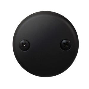 Westbrass D94K-62 Twist & Close Bathtub Drain Stopper with 2-Hole Faceplate and Adapter Bushing, Matte Black