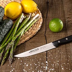 ARCOS Kitchen Knife 6 Inch Stainless Steel. Professional Kitchen Knife for Peeling Fruits and Vegetables. Ergonomic Polyoxymethylene Handle and 150mm Blade. Series Maitre. Color Black