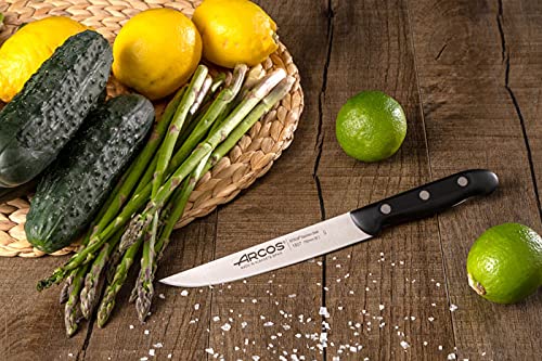 ARCOS Kitchen Knife 6 Inch Stainless Steel. Professional Kitchen Knife for Peeling Fruits and Vegetables. Ergonomic Polyoxymethylene Handle and 150mm Blade. Series Maitre. Color Black