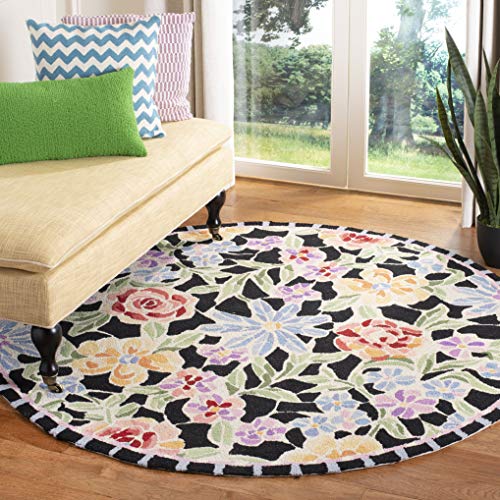 SAFAVIEH Chelsea Collection Area Rug - 4'6" x 6'6" Oval, Black, Hand-Hooked French Country Wool, Ideal for High Traffic Areas in Living Room, Bedroom (HK214B)