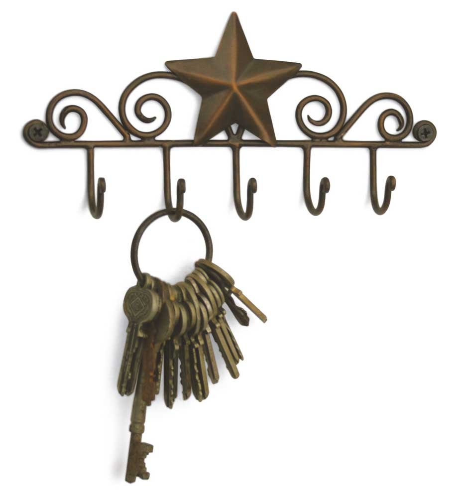 Western Texas Star Key Rack - Wall Mounted - Aged Copper Finish