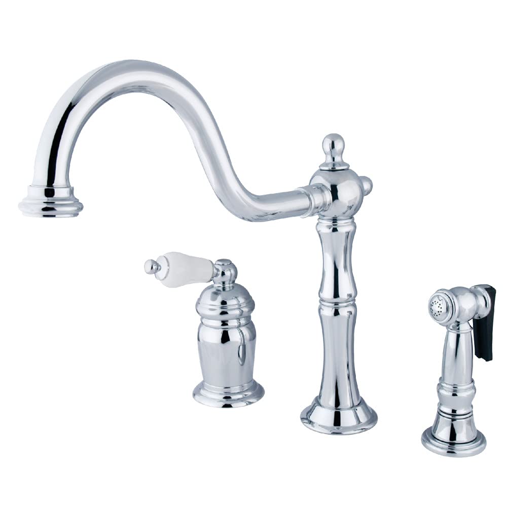 Kingston Brass KS1811PLBS Heritage Widespread Kitchen Faucet, Polished Chrome,11 x 9.63 x 2.5