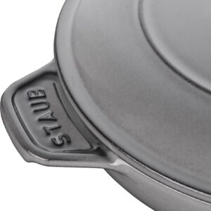 Staub 40509-578 Round Hot Plate, Gray, 7.9 inches (20 cm), Both Hands, Casting, Enamel, Shallow Type, Induction Compatible