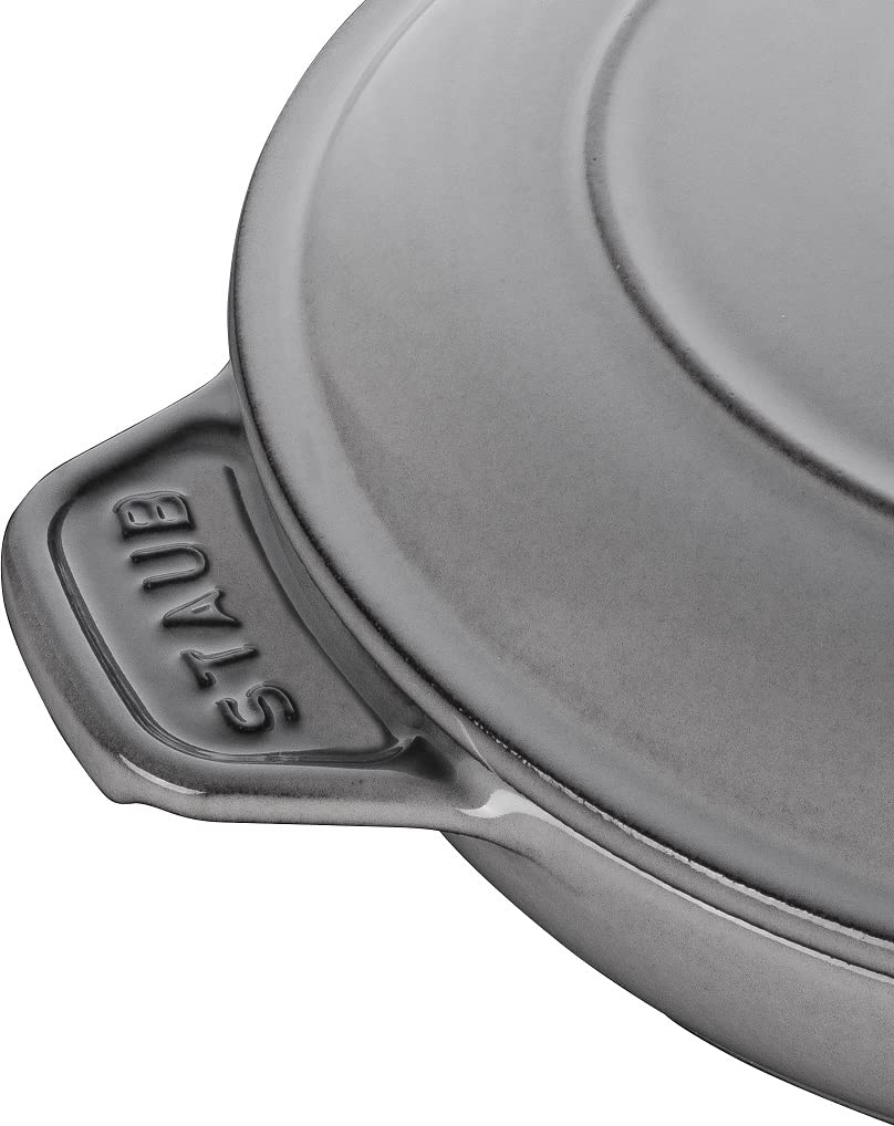 Staub 40509-578 Round Hot Plate, Gray, 7.9 inches (20 cm), Both Hands, Casting, Enamel, Shallow Type, Induction Compatible