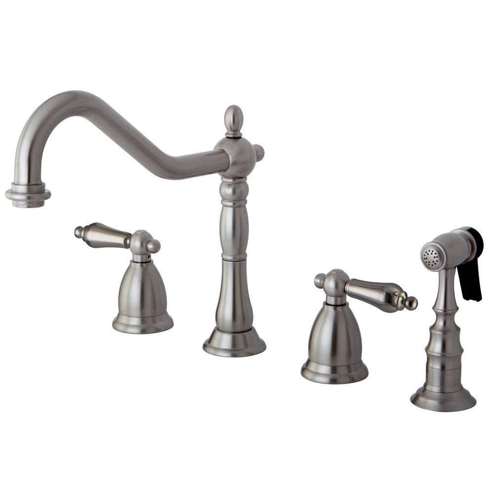 Kingston Brass KS1798ALBS Heritage Widespread Kitchen Faucet, 8-1/2", Brushed Nickel