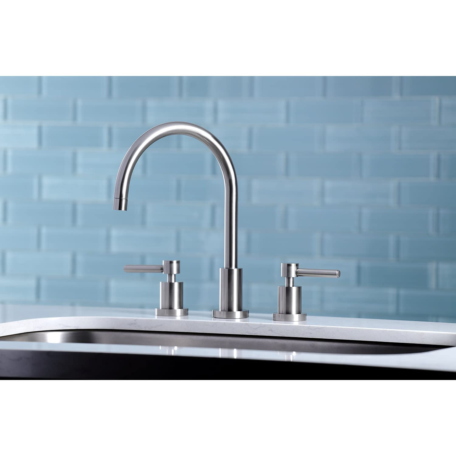 Kingston Brass KS8726DLLS Concord Widespread Kitchen Faucet, 7-7/8 inch in Spout Reach, Polished Nickel