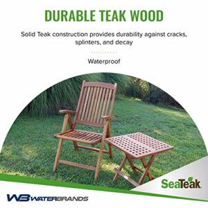 SeaTeak Avalon Multi-Position Folding Chair with Arms | Teak Folding Chair | Wooden Patio Chairs | Oiled Finish | 42" L x 23" W x 27" H