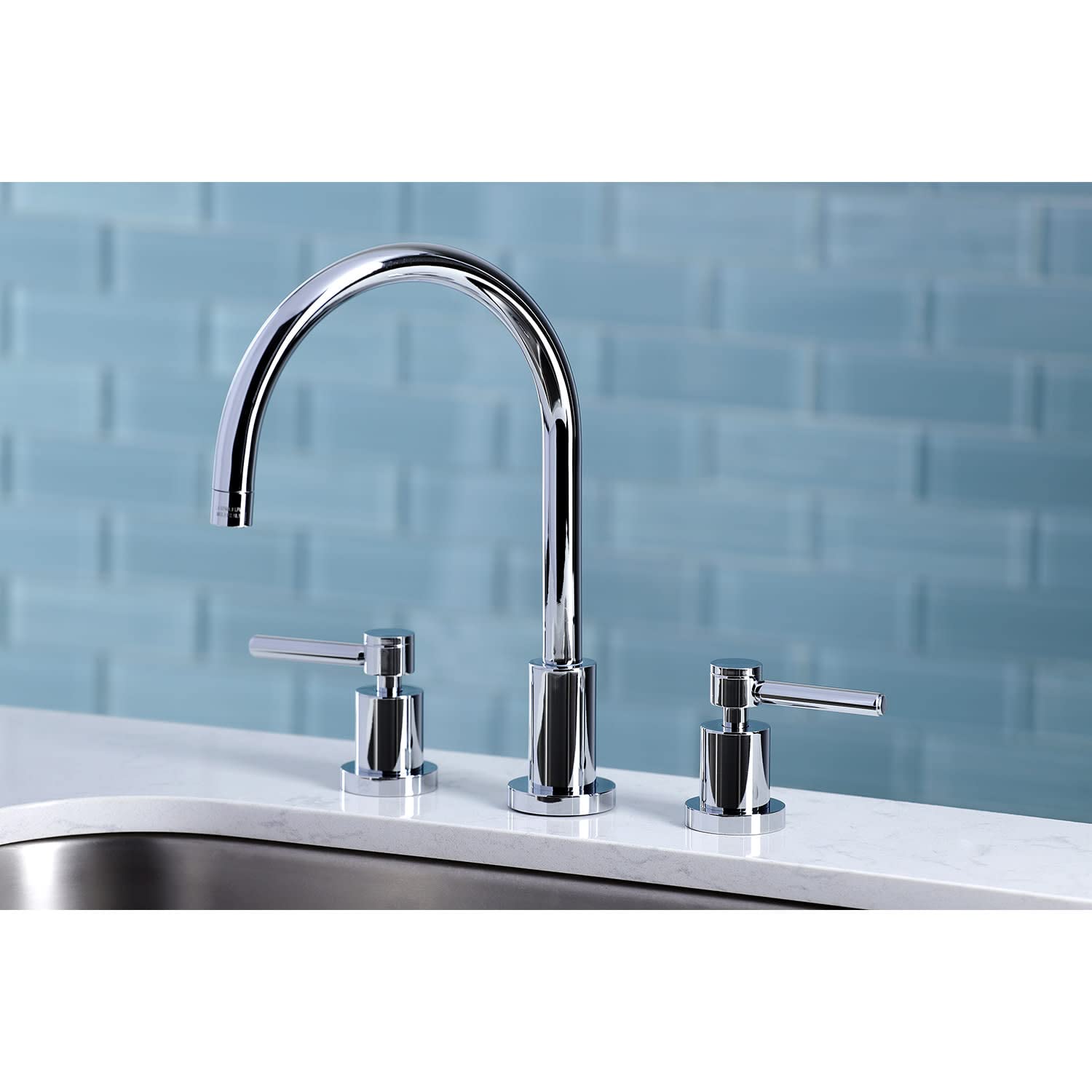 Kingston Brass KS8726DLLS Concord Widespread Kitchen Faucet, 7-7/8 inch in Spout Reach, Polished Nickel