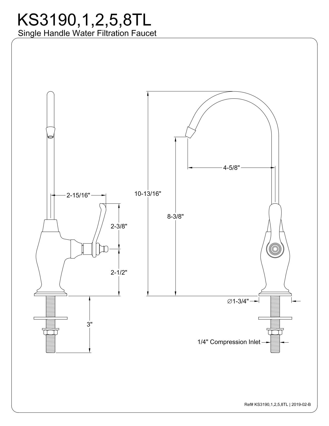 Kingston Brass Gourmetier KS3198TL Templeton Design 1/4 Turn Water Filter Faucet, Brushed Nickel