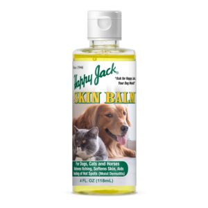 happy jack skin balm hot spot & itchy skin relief for dogs, cats & horses (4 oz), softens skin, aids healing of hot spots, fast relief to intense itching, scratching & gnawing