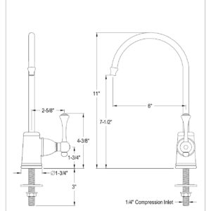 Kingston Brass Gourmetier KS7198BL Vintage Single Handle Water Filtration Faucet, Brushed Nickel