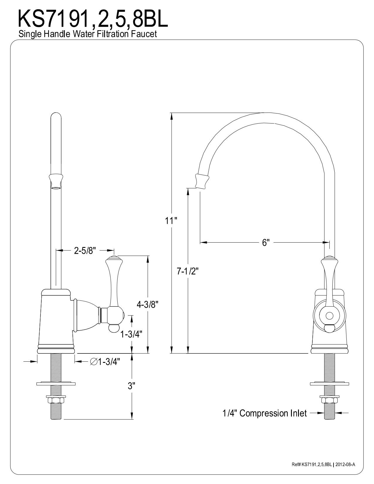 Kingston Brass Gourmetier KS7198BL Vintage Single Handle Water Filtration Faucet, Brushed Nickel