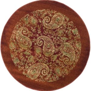 SAFAVIEH Lyndhurst Collection 5'3" Round Red / Multi LNH224B Traditional Paisley Non-Shedding Dining Room Entryway Foyer Living Room Bedroom Area Rug