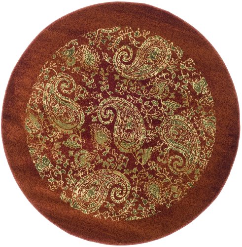 SAFAVIEH Lyndhurst Collection 5'3" Round Red / Multi LNH224B Traditional Paisley Non-Shedding Dining Room Entryway Foyer Living Room Bedroom Area Rug