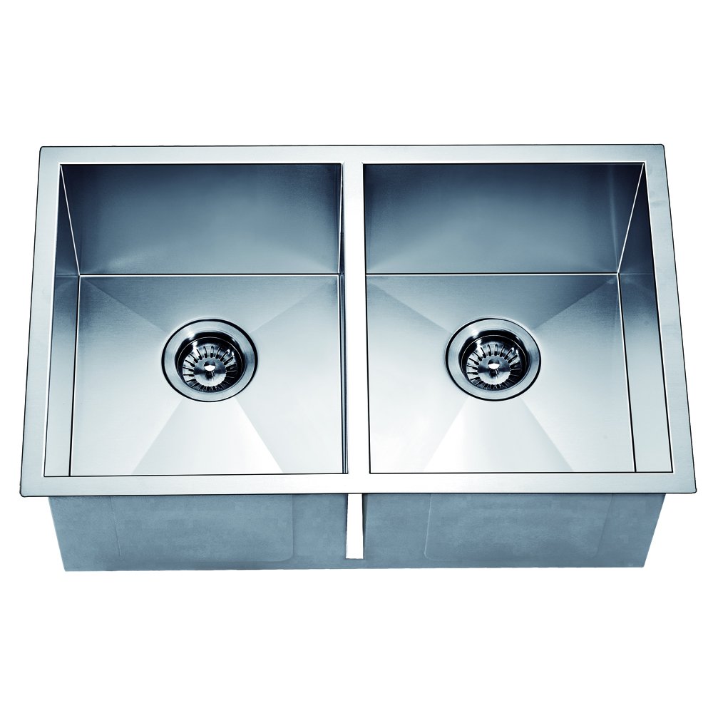 Dawn DSQ271616 Undermount Equal Double Square Sink, Polished Satin