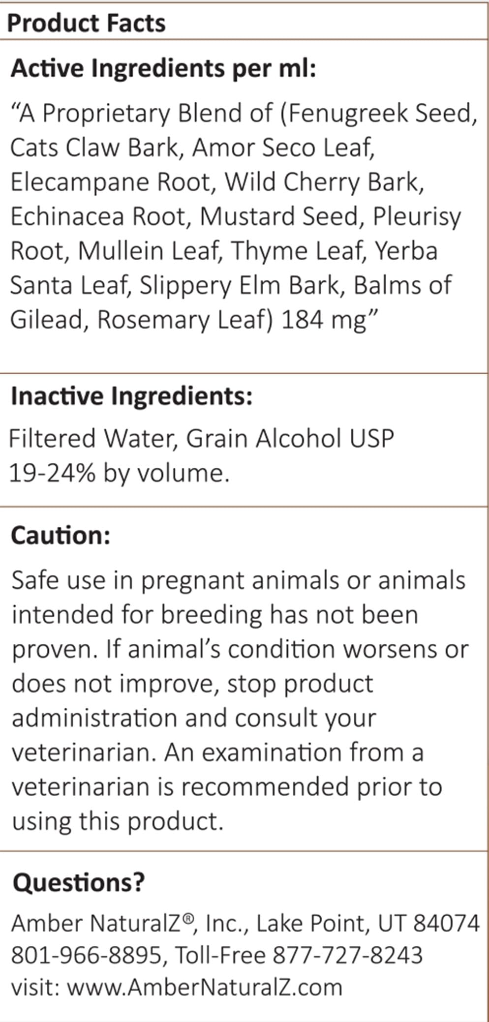 Amber NaturalZ Numo Care Lung Health Herbal Supplement for Dogs | Canine Herbal Supplement for Bronchial Support and Respiratory Lung Health | 1 Fluid Ounce Glass Bottle | Manufactured in The USA