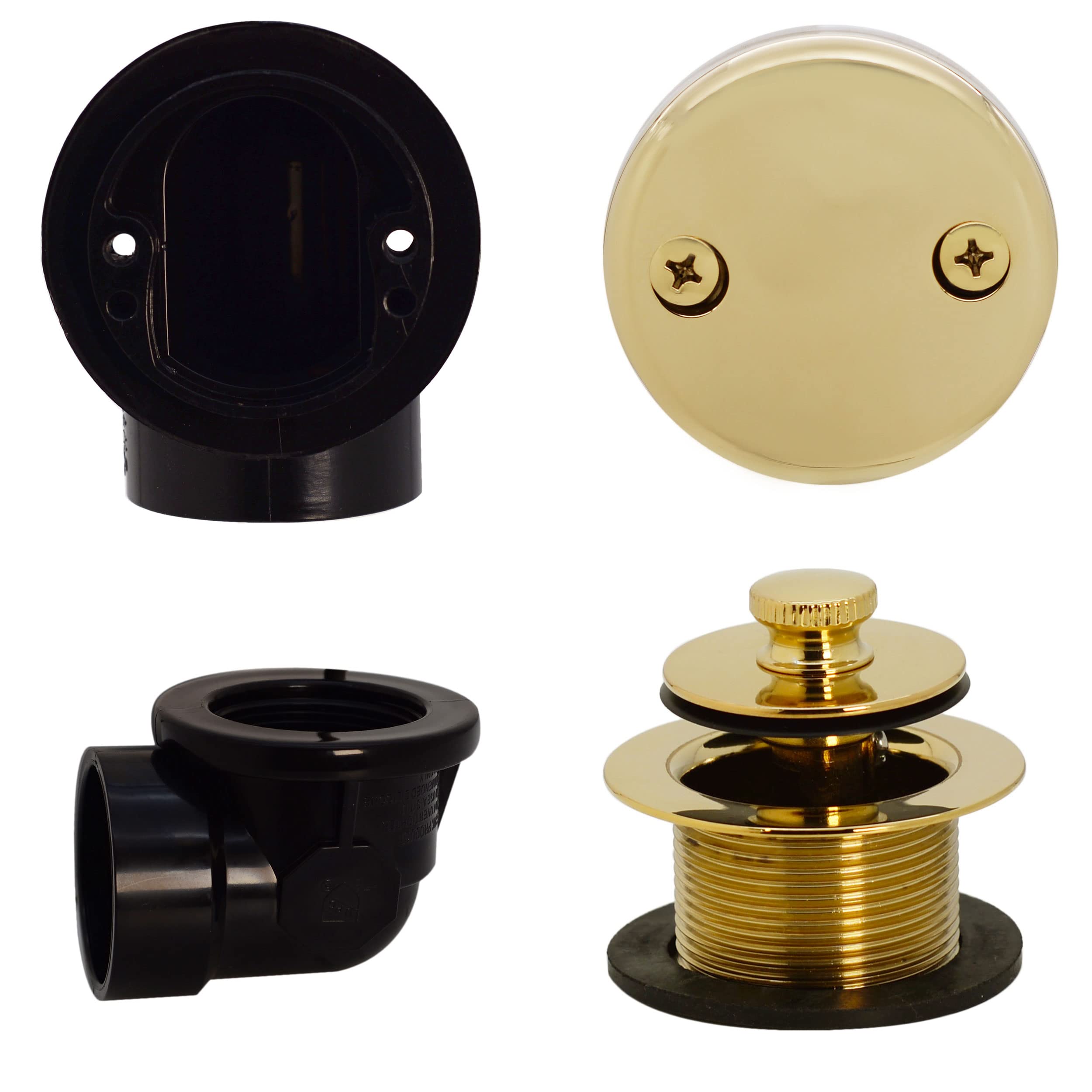 Westbrass Twist & Close Sch. 40 ABS Plumber's Pack with Two-Hole Elbow, Polished Brass, D544-01